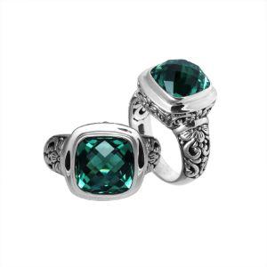 AR-6086-GQ-6" Sterling Silver Ring With Green Quartz Jewelry Bali Designs Inc 