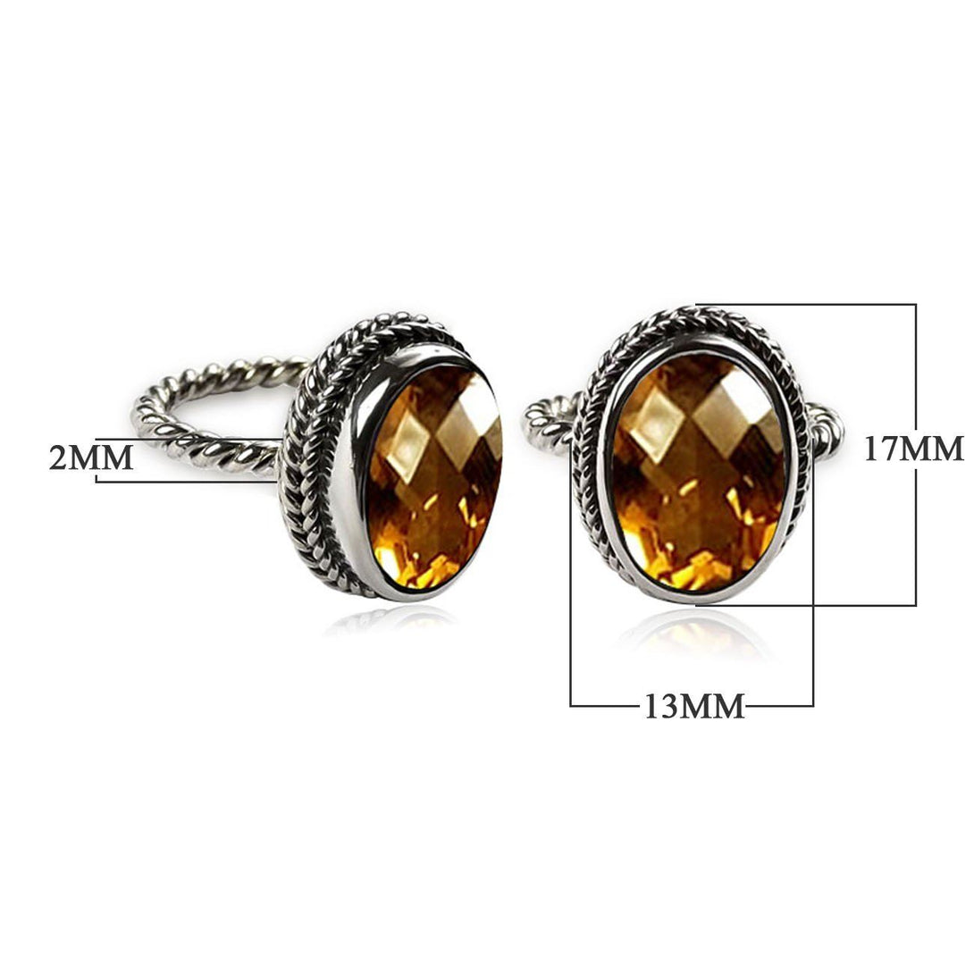 AR-6090-CT-6" Sterling Silver Ring With Citrine Q. Jewelry Bali Designs Inc 