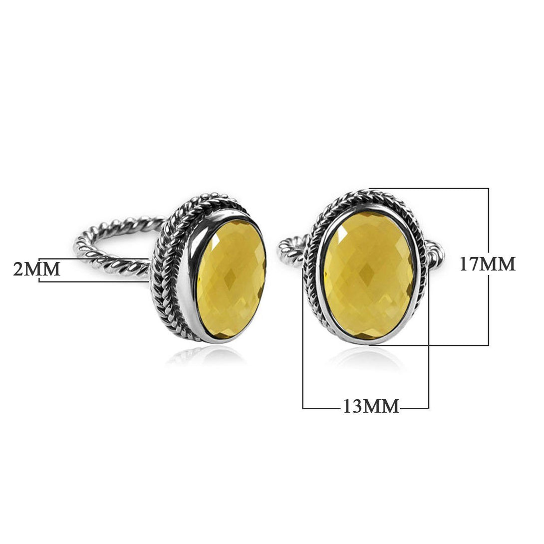 AR-6090-LQ-7" Sterling Silver Ring With Lemon Quartz Jewelry Bali Designs Inc 