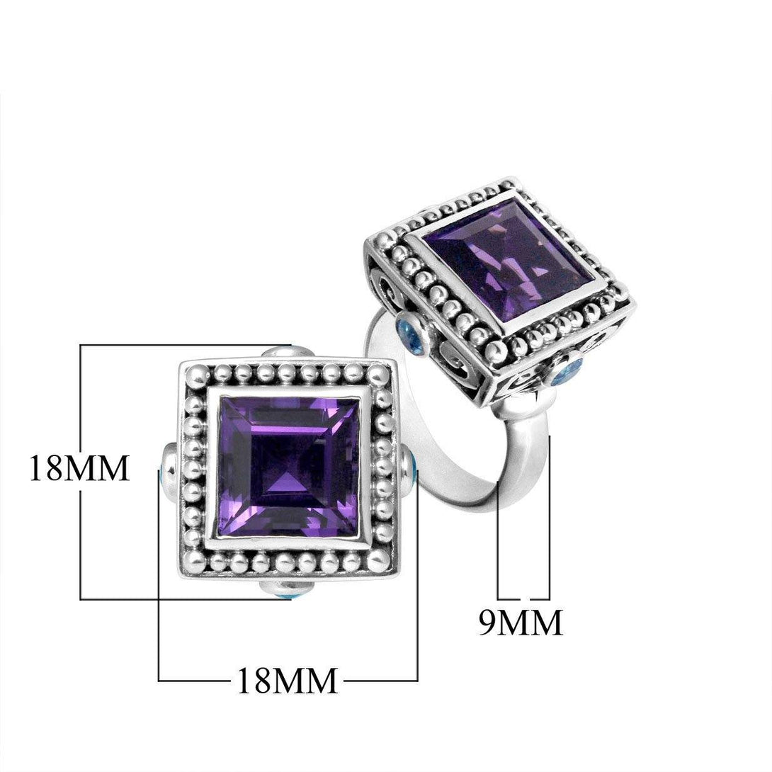 AR-6098-CO1-8" Sterling Silver Ring With Amethyst Q. & Blue Topaz Q. Jewelry Bali Designs Inc 