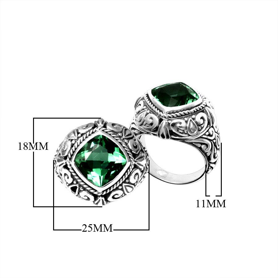 AR-6110-GQ-6" Sterling Silver Ring With Green Quartz Jewelry Bali Designs Inc 