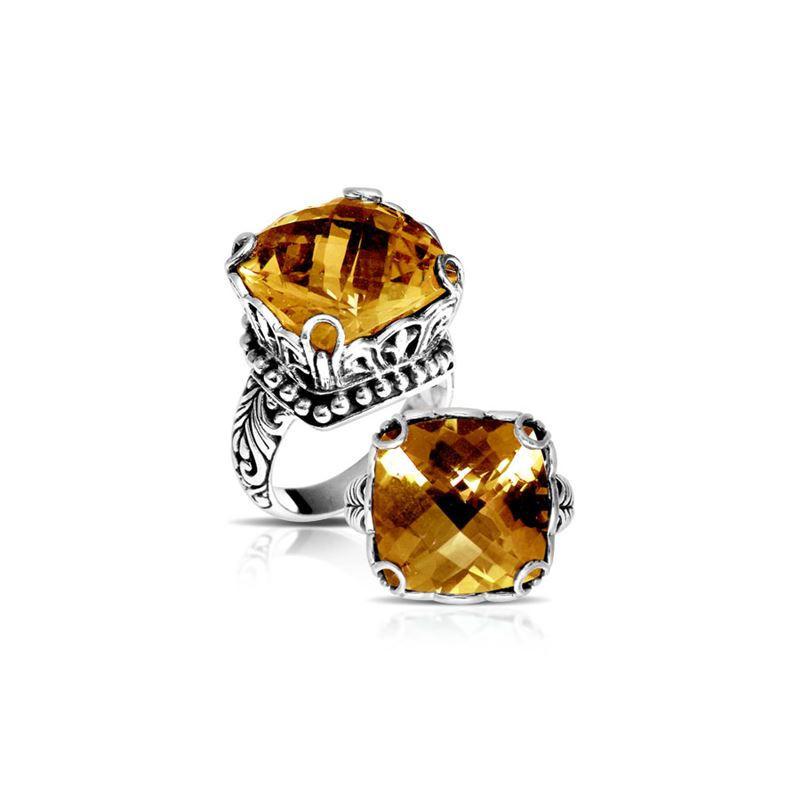 AR-6111-CT-9" Sterling Silver Ring With Citrine Q. Jewelry Bali Designs Inc 