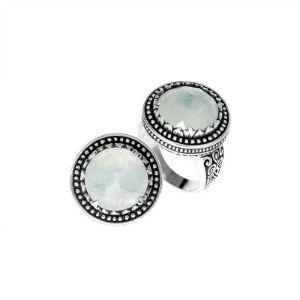 AR-6134-RM-8" Sterling Silver Ring With Rainbow Moonstone Jewelry Bali Designs Inc 