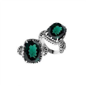 AR-6137-GQ-7" Sterling Silver Ring With Green Quartz Jewelry Bali Designs Inc 