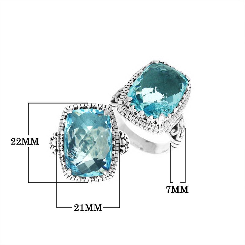 AR-6141-BT-6" Sterling Silver Ring With Blue Topaz Q. Jewelry Bali Designs Inc 