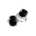 Wholesale sterling silver ring with cushion-cut Black Onyx Quartz and Balinese carvings, handcrafted in Bali.