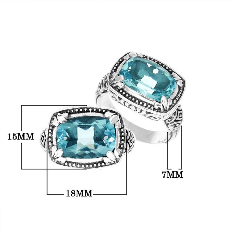 AR-6142-BT-8" Sterling Silver Ring With Blue Topaz Q. Jewelry Bali Designs Inc 