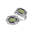 Wholesale sterling silver ring with cushion-cut Mystic Quartz in Green-Purple Tones and Balinese detailing.