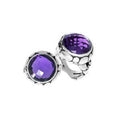 Wholesale sterling silver ring with round-cut Amethyst Quartz in a bold Balinese bezel design.