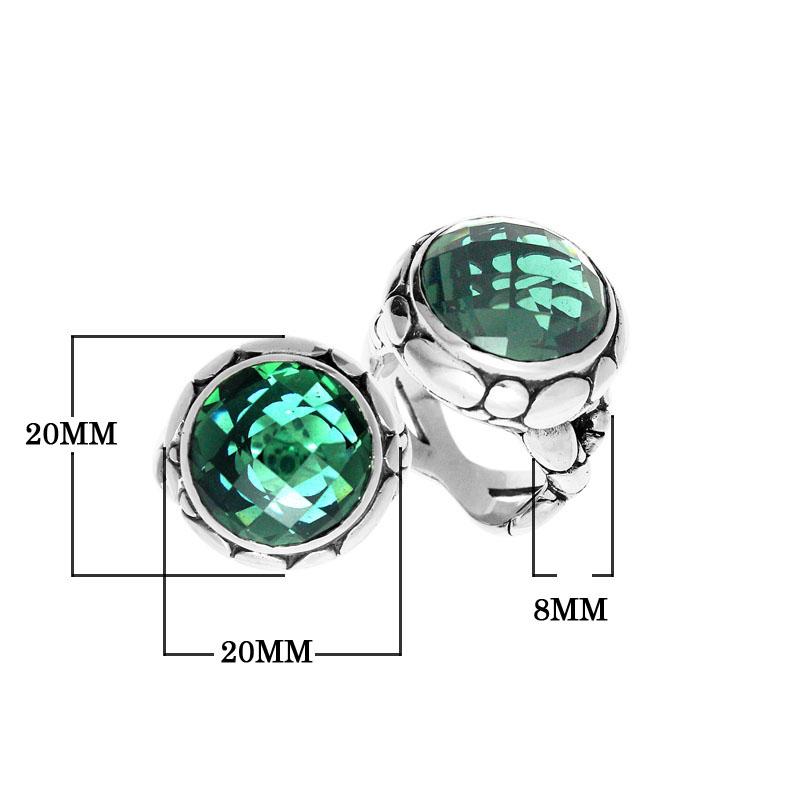 AR-6144-GQ-6" Sterling Silver Ring With Green Quartz Jewelry Bali Designs Inc 