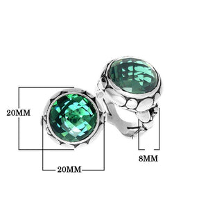 Wholesale sterling silver ring with round-cut Green Quartz in a bold Balinese bezel design.