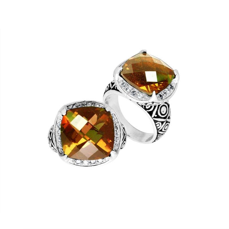 AR-6145-CT-7" Sterling Silver Ring With Citrine Q. Jewelry Bali Designs Inc 