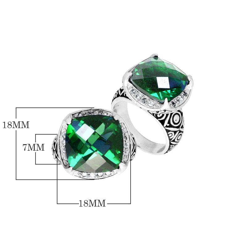 AR-6145-GQ-6" Sterling Silver Ring With Green Quartz Jewelry Bali Designs Inc 
