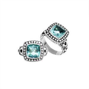 AR-6146-BT-6" Sterling Silver Ring With Blue Topaz Q. Jewelry Bali Designs Inc 
