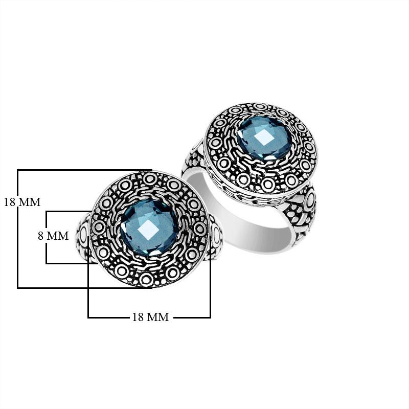 AR-6147-BT-7" Sterling Silver Ring With Blue Topaz Q. Jewelry Bali Designs Inc 