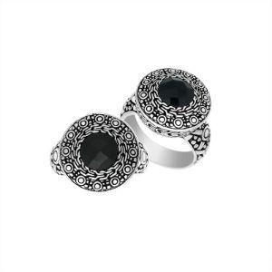 AR-6147-OX-6" Sterling Silver Round Shape Designer Ring With Black Onyx Jewelry Bali Designs Inc 