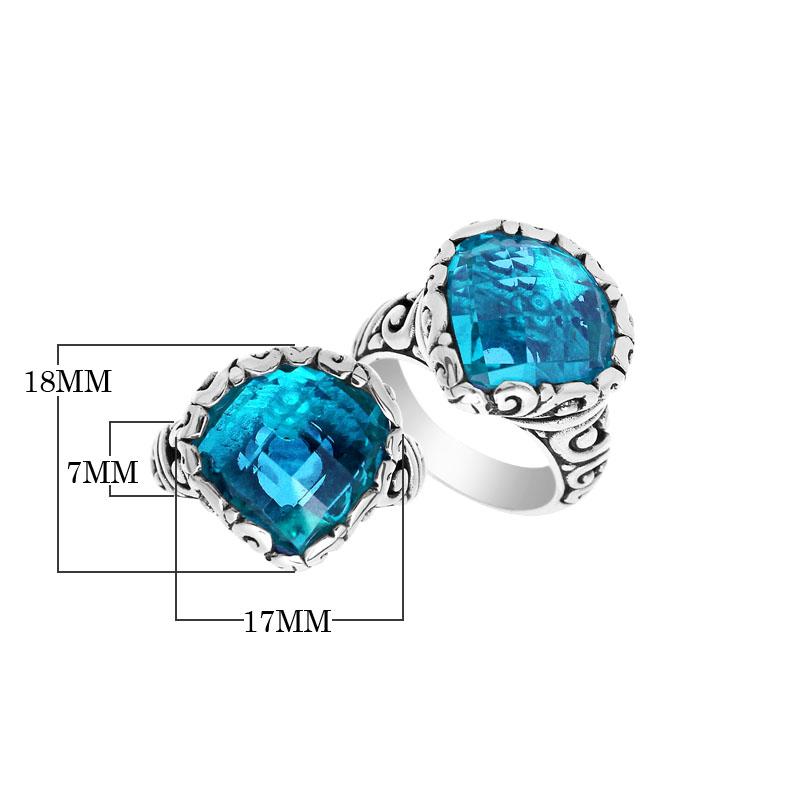 AR-6148-BT-10" Sterling Silver Ring With Blue Topaz Q. Jewelry Bali Designs Inc 