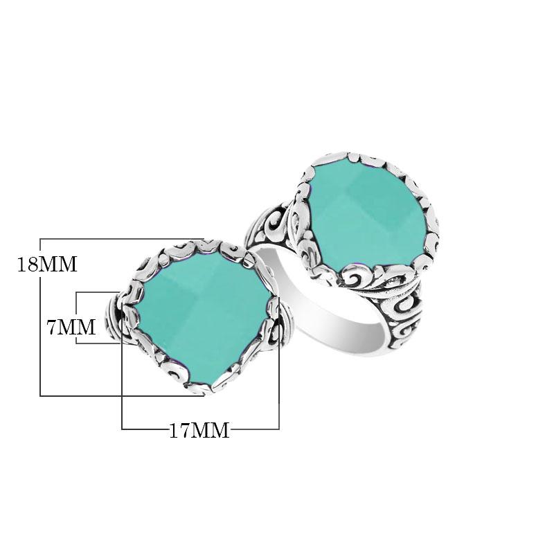 AR-6148-CH.G-7" Sterling Silver Ring With Green Chalcedony Q. Jewelry Bali Designs Inc 