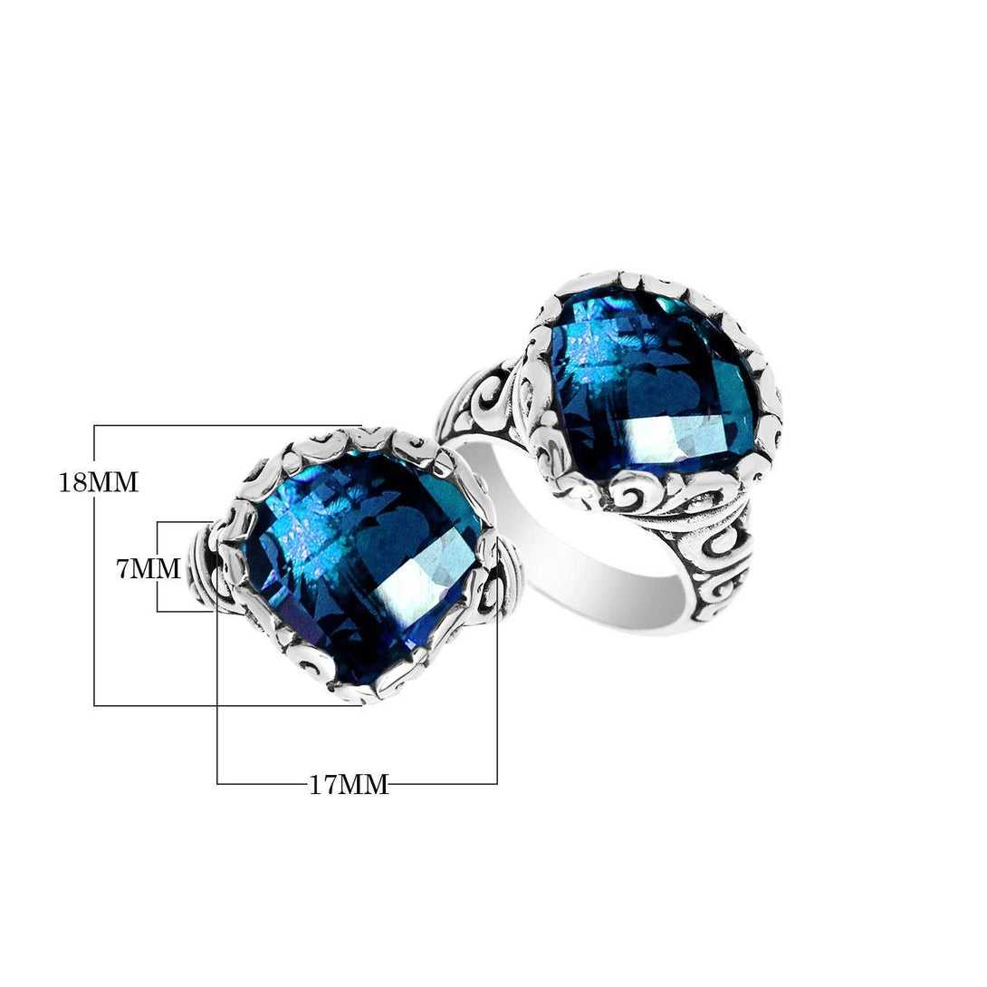 AR-6148-LBT-6" Sterling Silver Ring With London Blue Topaz Q. Jewelry Bali Designs Inc 