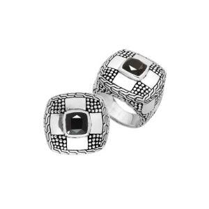 AR-6155-OX-8" Sterling Silver Beautiful Cross Blessing Ring With Black Onyx Jewelry Bali Designs Inc 