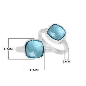 Wholesale sterling silver ring with Blue Topaz Quartz double stones in a sleek bezel design