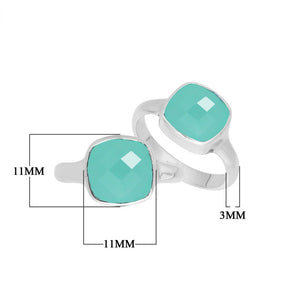 Wholesale sterling silver ring with Green Chalcedony Quartz double stones in a minimalist bezel design