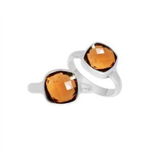 AR-6157-CT-6'' Sterling Silver Ring With Citrine Q. Jewelry Bali Designs Inc 