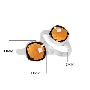 Wholesale sterling silver ring with Citrine Quartz double stones in a sleek bezel design