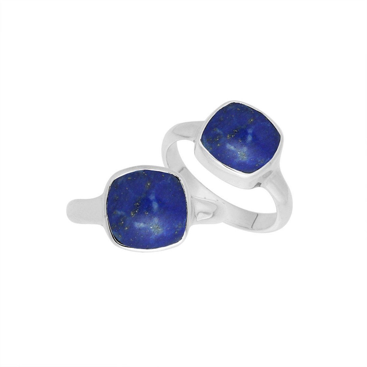 Wholesale sterling silver ring with Lapis Lazuli double stones in a sleek bezel design