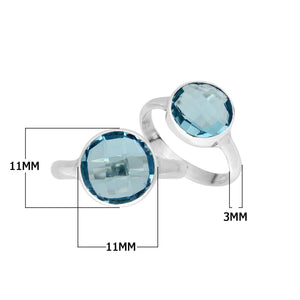 Wholesale sterling silver round bezel stone ring with Blue Topaz Quartz