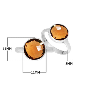 Wholesale sterling silver round bezel double stone ring with Citrine Quartz