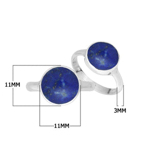 Wholesale sterling silver round bezel double stone ring with Lapis Lazuli