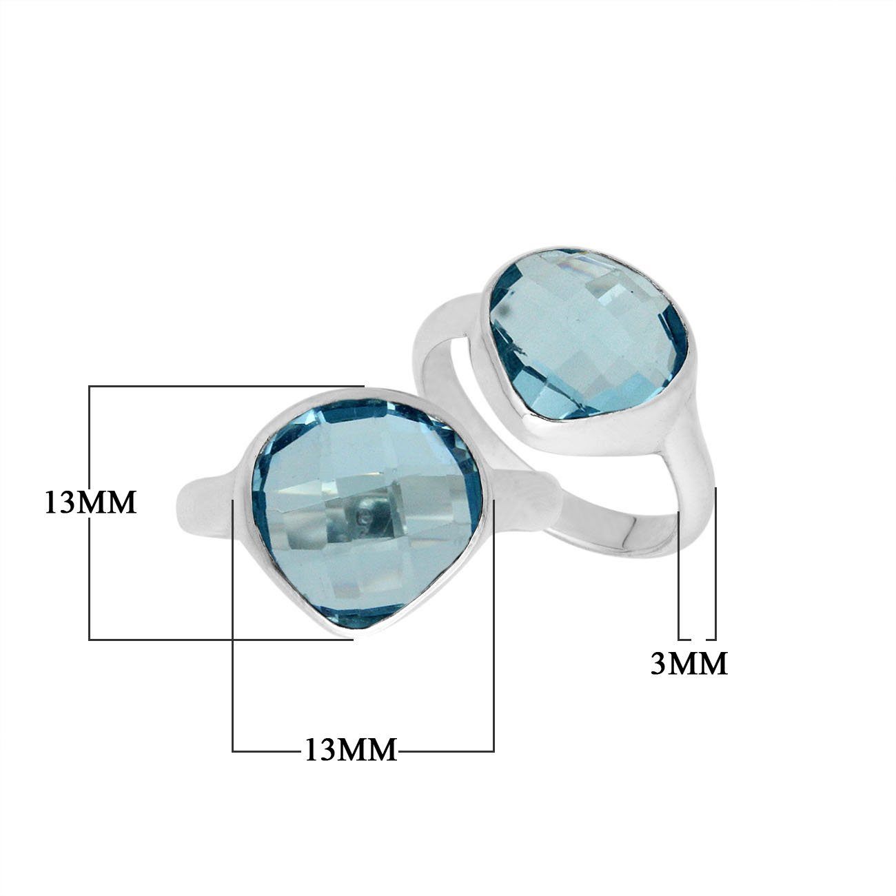 Wholesale sterling silver pear bezel Single stone ring with Blue Topaz Quartz