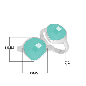 Wholesale sterling silver pear bezel Single stone ring with Green Chalcedony Quartz