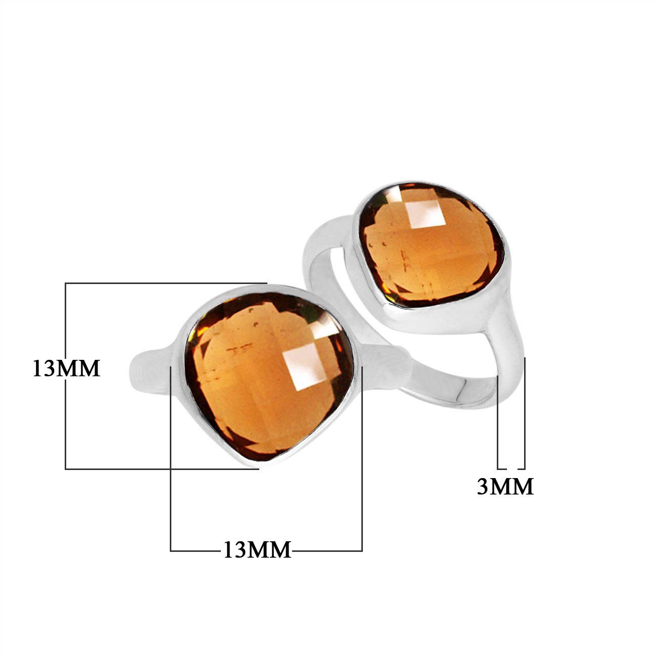 Wholesale sterling silver pear bezel double stone ring with Citrine Quartz