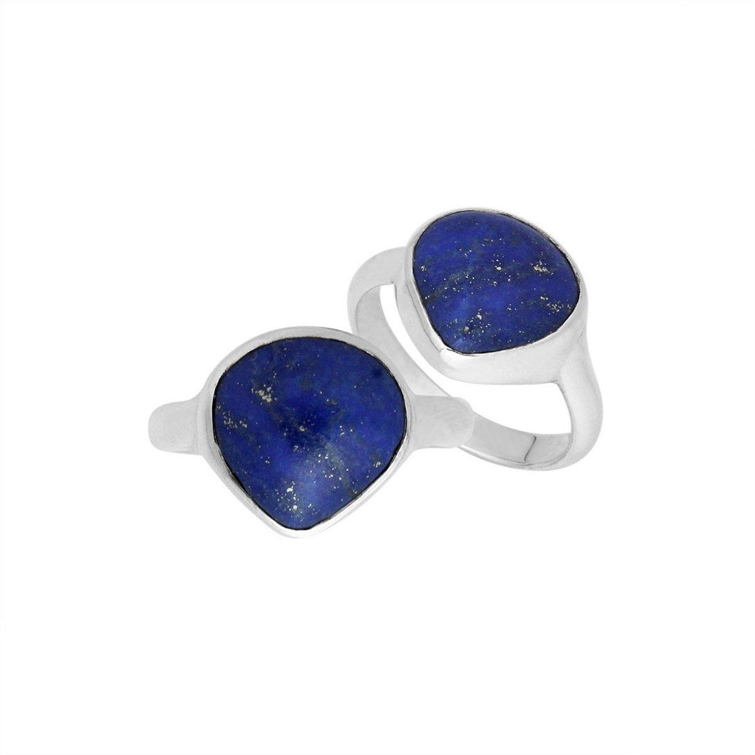 AR-6159-LP-6'' Sterling Silver Pear Shape Ring With Lapis Jewelry Bali Designs Inc 