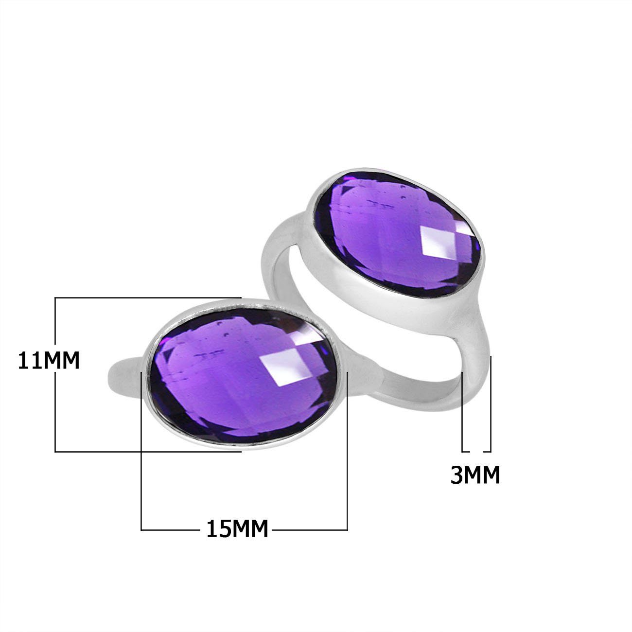 Wholesale sterling silver oval bezel double stone ring with Amethyst Quartz