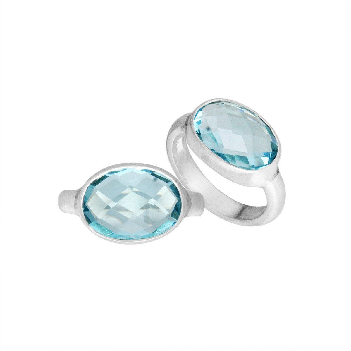 Wholesale oval cut Blue Quartz 925 Sterling Silver ring handcrafted in Bali with polished finish.