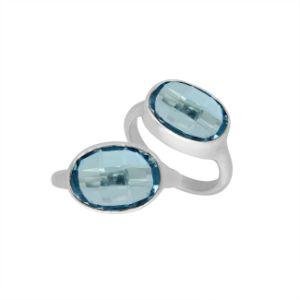 AR-6160-BT-6'' Sterling Silver Ring With Blue Topaz Q. Jewelry Bali Designs Inc 