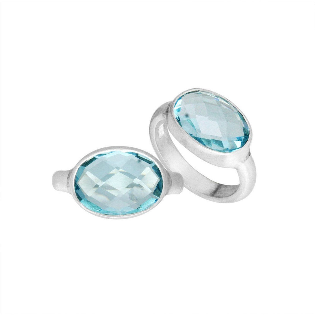 AR-6160-BT-7'' Sterling Silver Ring With Blue Topaz Q. Jewelry Bali Designs Inc 