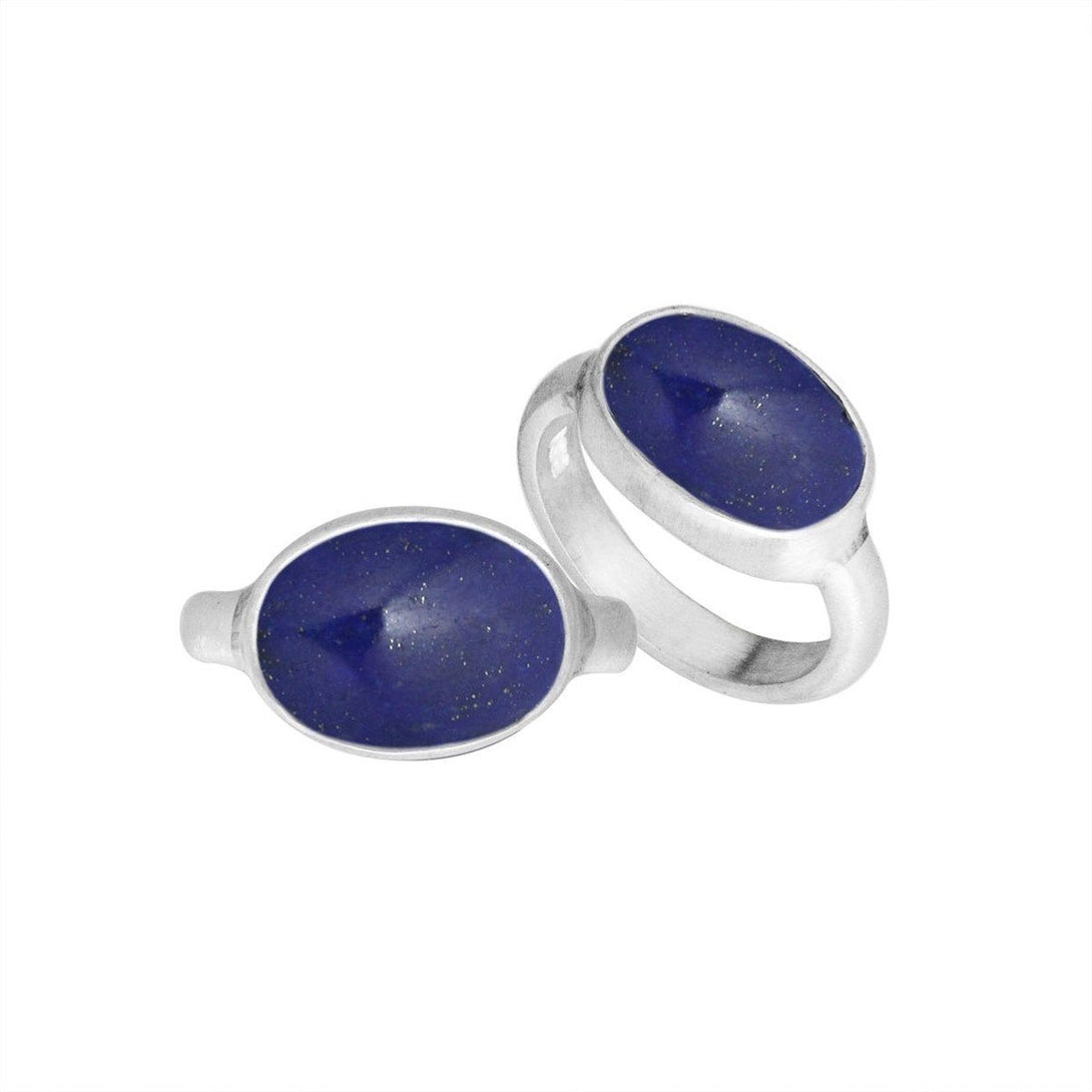 AR-6160-LP-8'' Sterling Silver Oval Shape Ring With Lapis Jewelry Bali Designs Inc 