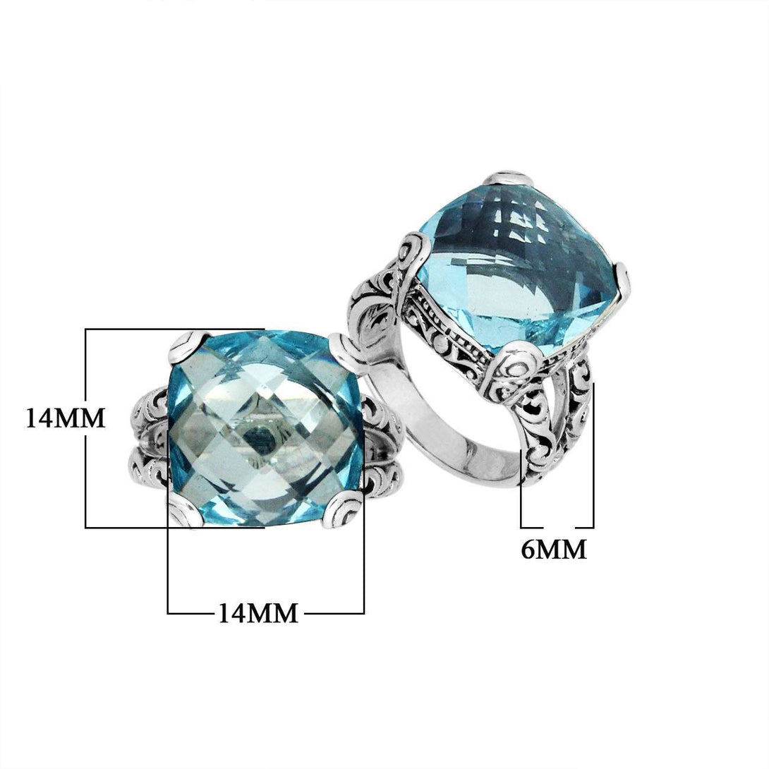 AR-6161-BT-7'' Sterling Silver Ring With Blue Topaz Q. Jewelry Bali Designs Inc 