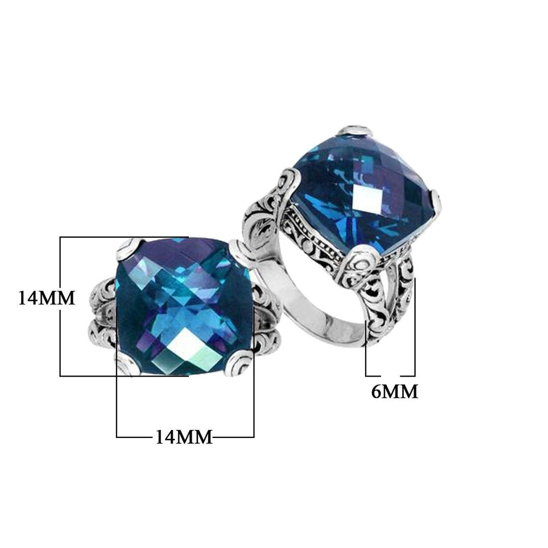 AR-6161-LBT-7'' Sterling Silver Ring With London Blue Topaz Q. Jewelry Bali Designs Inc 