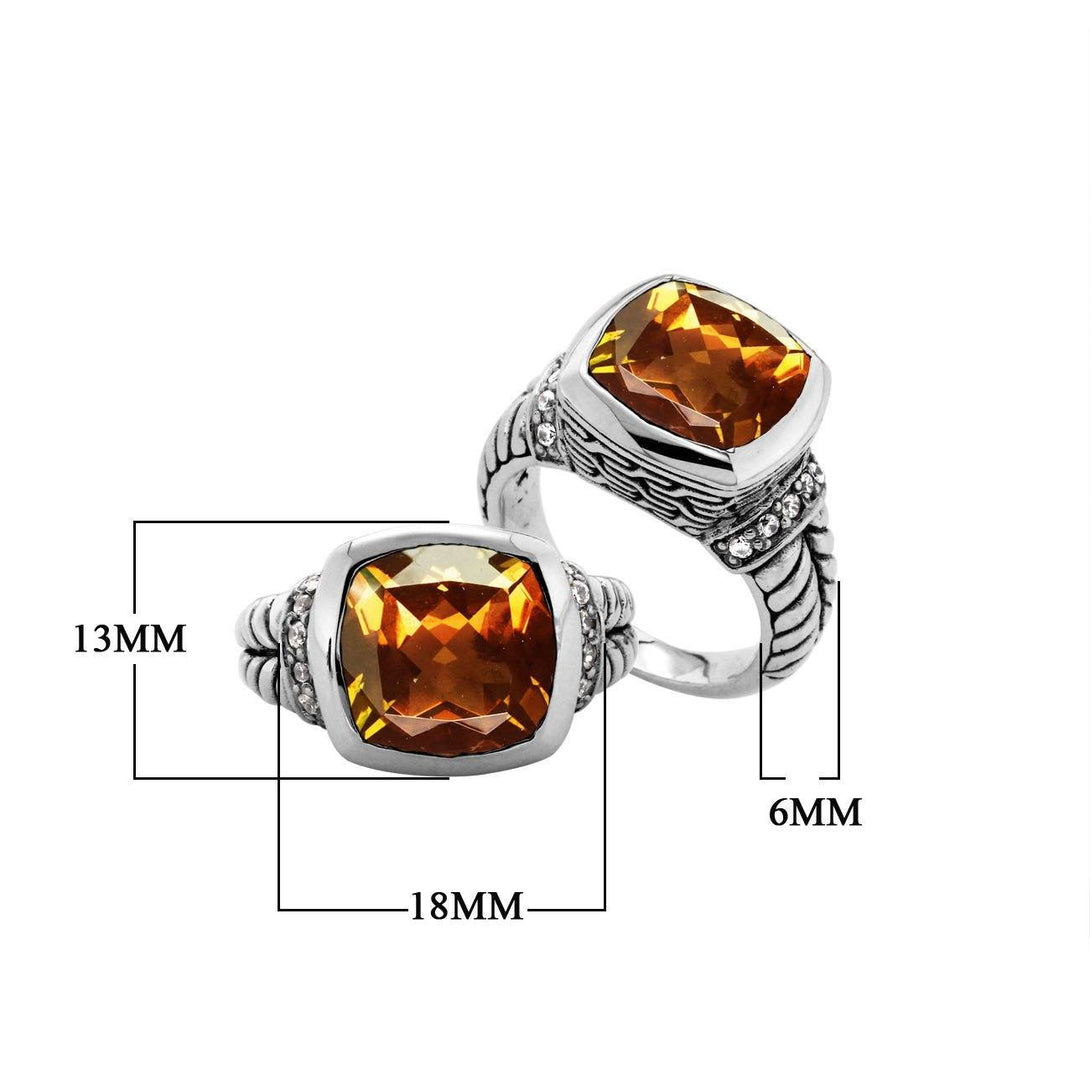 AR-6162-CT-6'' Sterling Silver Ring With Citrine Q. Jewelry Bali Designs Inc 
