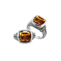 Handcrafted Citrine Quartz and Cubic Zirconia sterling silver ring with cushion-cut design from Bali