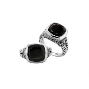 AR-6162-OX-7" Sterling Silver Square Shape Ring With Black Onyx Jewelry Bali Designs Inc 
