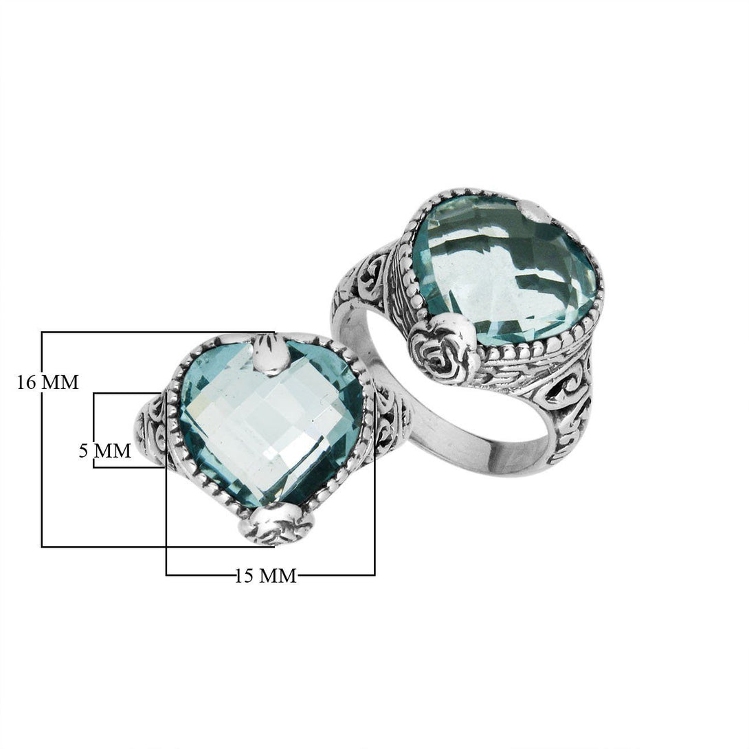 AR-6167-BT-6'' Sterling Silver Ring With Blue Topaz Q. Jewelry Bali Designs Inc 
