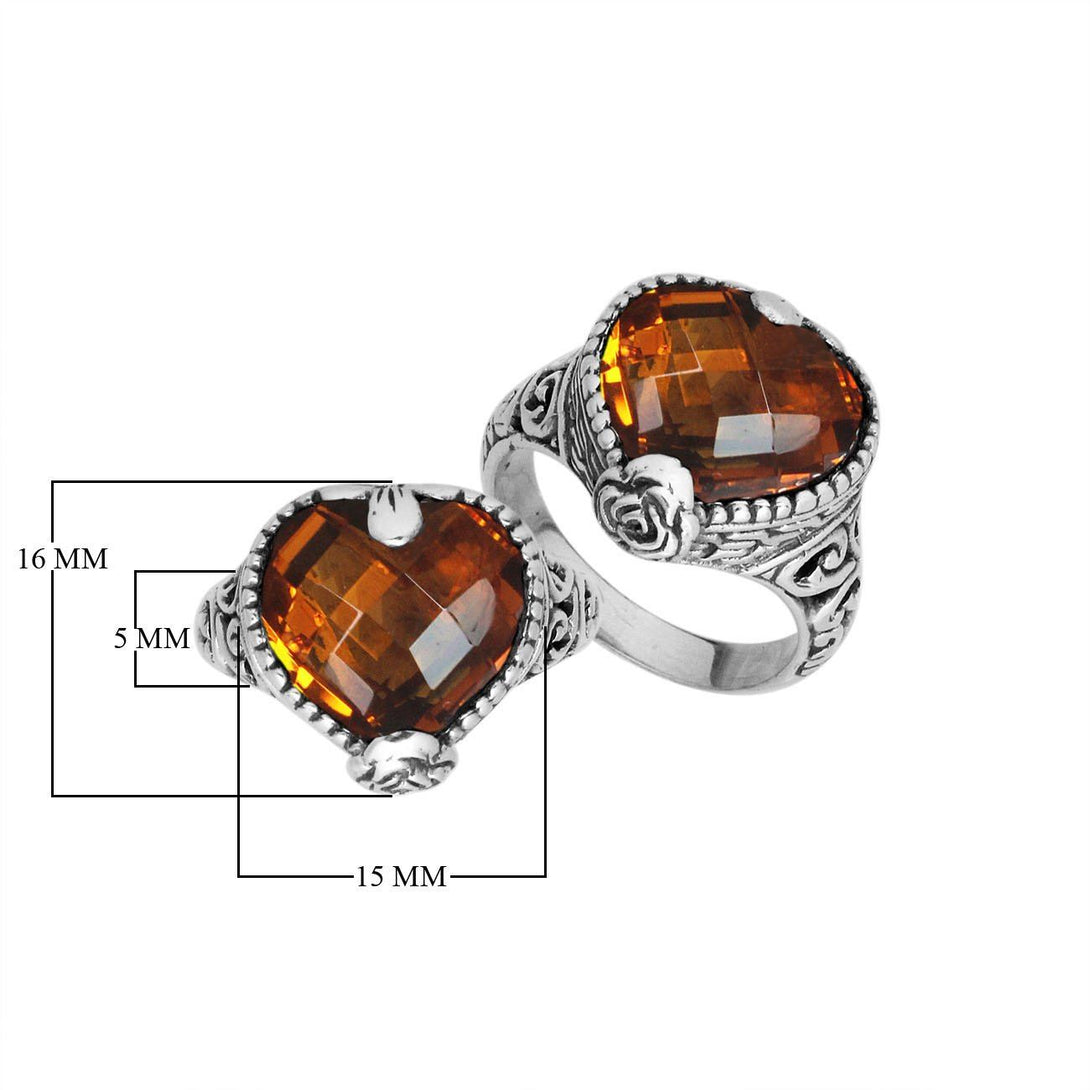 AR-6167-CT-6'' Sterling Silver Ring With Citrine Q. Jewelry Bali Designs Inc 