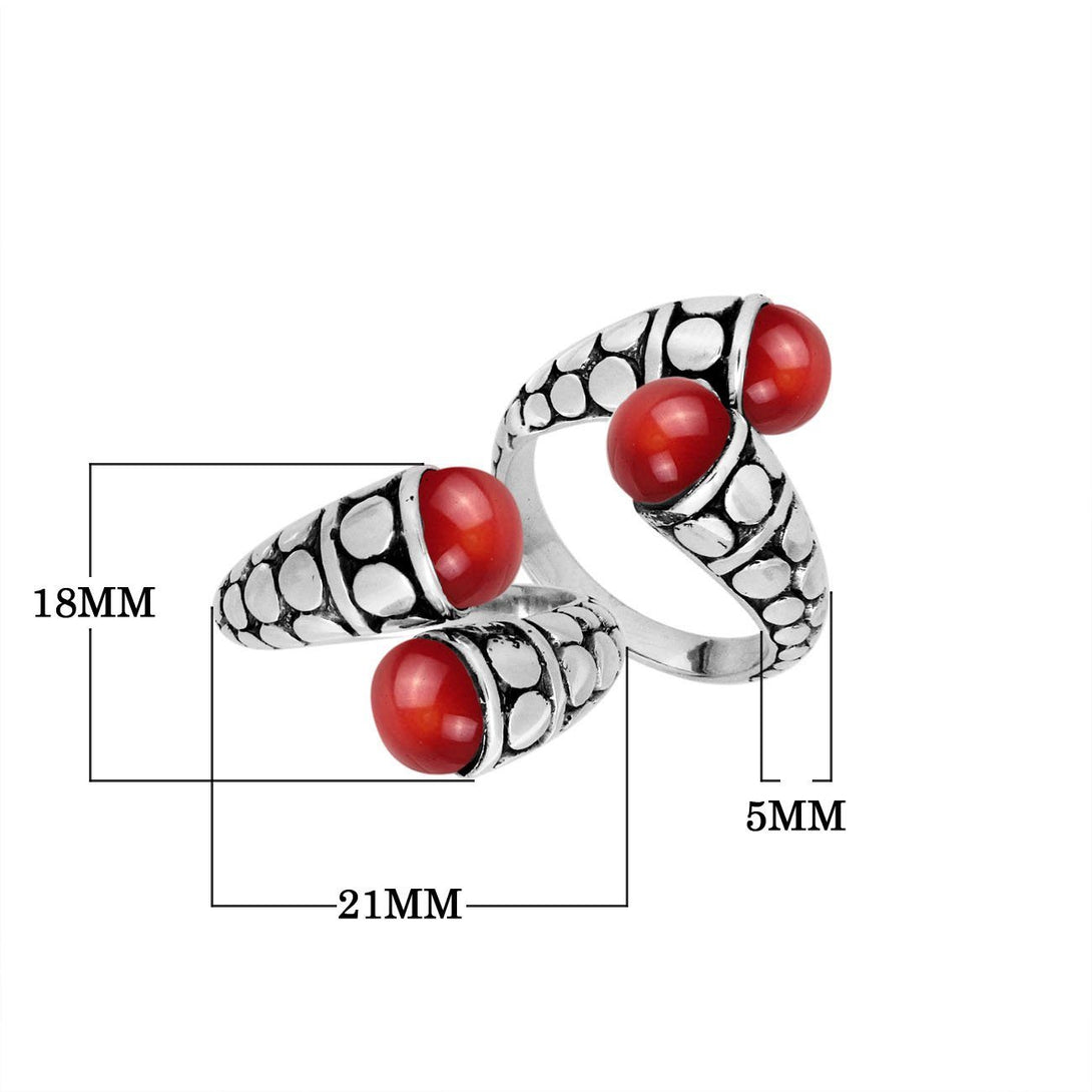 AR-6170-CR-6" Sterling Silver Ring With Coral Jewelry Bali Designs Inc 