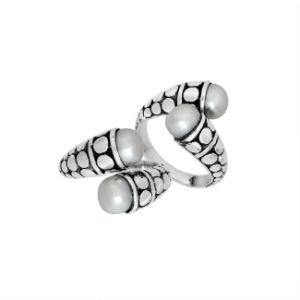 AR-6170-PE-6" Sterling Silver Ring With White Pearl Jewelry Bali Designs Inc 
